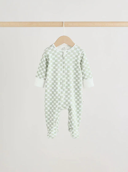 Yellow/Blue Sunshine Two Way Zip Baby Sleepsuits 3 Pack (0mths-3yrs)