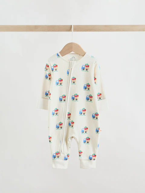 Blue/Green Two Way Zip Baby Sleepsuit 3 Pack (0mths-3yrs)
