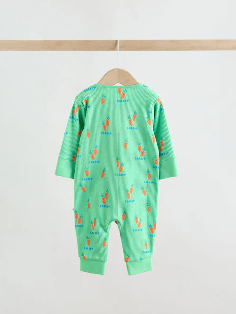 Blue/Green Two Way Zip Baby Sleepsuit 3 Pack (0mths-3yrs)