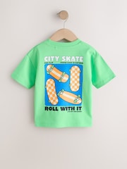 Green Skateboard Short Sleeve Back Print T-Shirt (3mths-7yrs) - Size 3-6 Months (62-68cm)