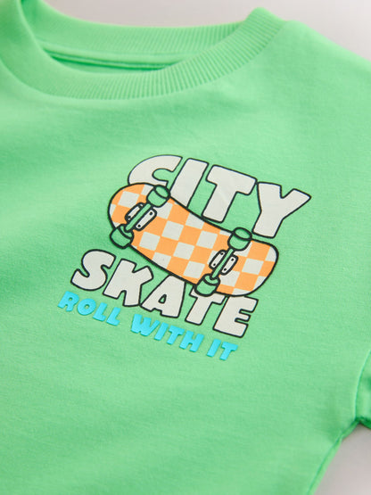 Green Skateboard Short Sleeve Back Print T-Shirt (3mths-7yrs) - Size 3-6 Months (62-68cm)