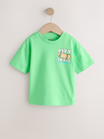 Green Skateboard Short Sleeve Back Print T-Shirt (3mths-7yrs) - Size 3-6 Months (62-68cm)
