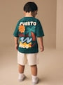 Teal Blue Puerto Rico Short Sleeve Back Print T-Shirt (3mths-7yrs) - Size 3-6 Months (62-68cm)
