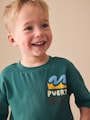 Teal Blue Puerto Rico Short Sleeve Back Print T-Shirt (3mths-7yrs) - Size 3-6 Months (62-68cm)
