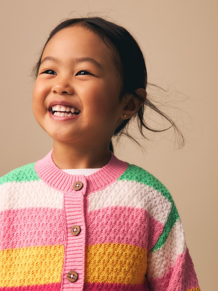 Rainbow Striped Cardigan (3mths-7yrs) - Size 3-6 Months (62-68cm)