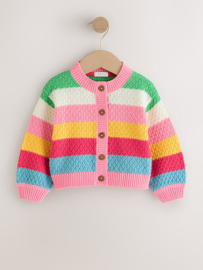 Rainbow Striped Cardigan (3mths-7yrs) - Size 3-6 Months (62-68cm)