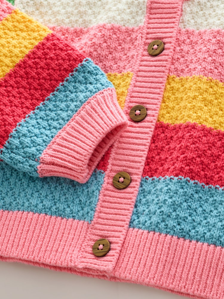 Rainbow Striped Cardigan (3mths-7yrs) - Size 3-6 Months (62-68cm)
