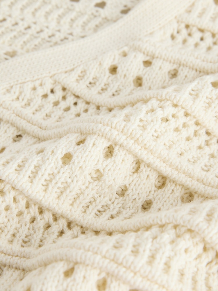 Ecru V-Neck Crochet Cardigan (3mths-7yrs) - Size 3-6 Months (62-68cm)