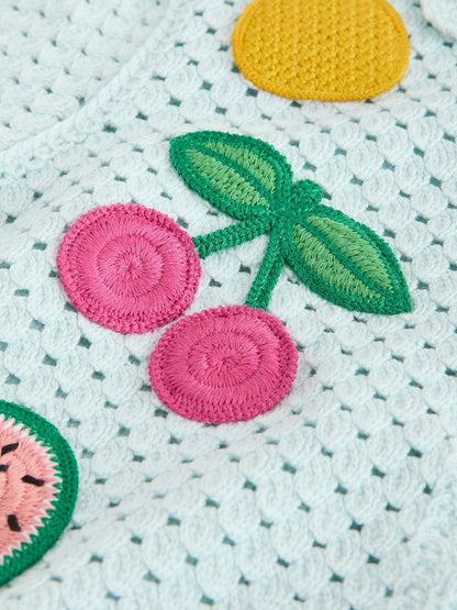 Blue Crochet Embroidered Knitted Shorts Set (3mths-7yrs) - Size 3-6 Months (62-68cm)