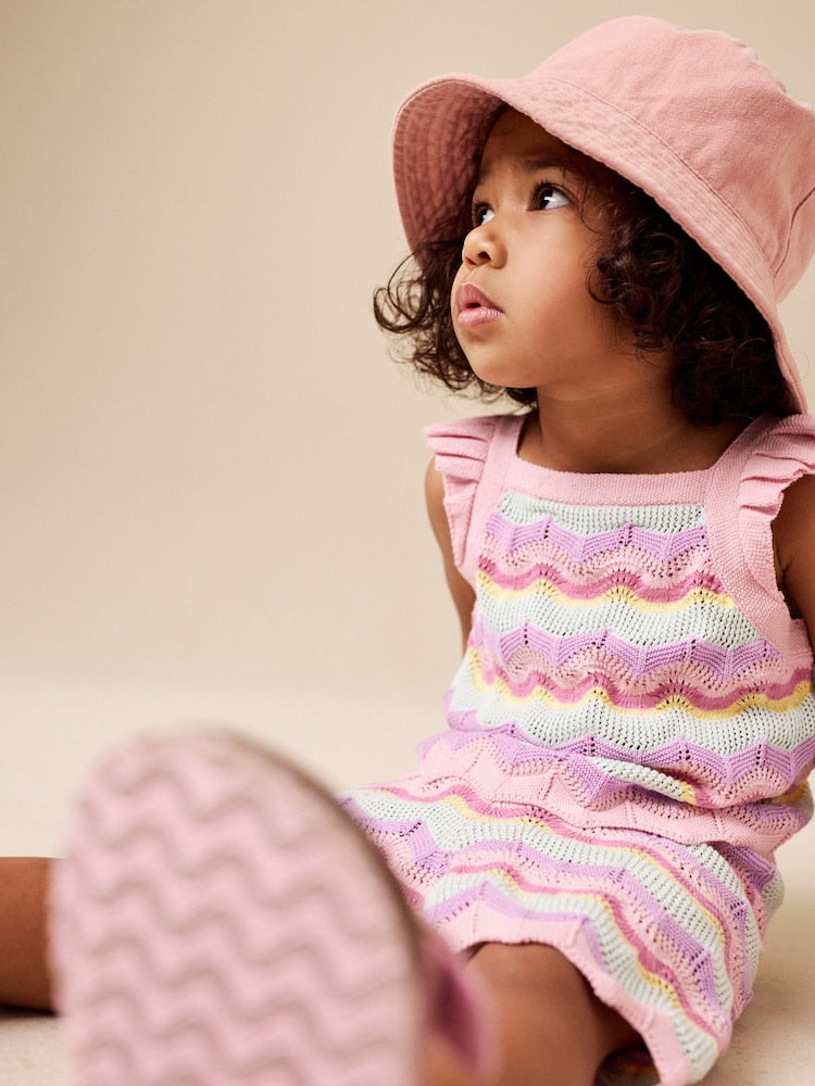 Pink Stripe Knitted Top And Shorts Set (3mths-7yrs)