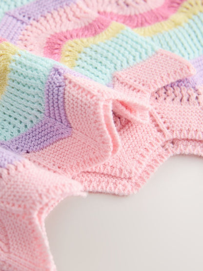 Pink Stripe Knitted Top And Shorts Set (3mths-7yrs)