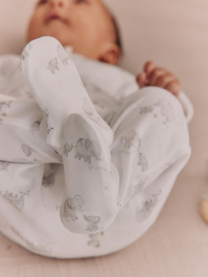 Grey Elephant Baby Sleepsuits 3 Pack (0-2yrs)