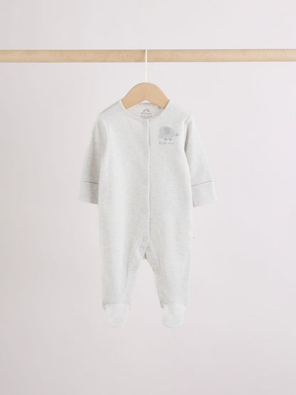 Grey Elephant Baby Sleepsuits 3 Pack (0-2yrs)