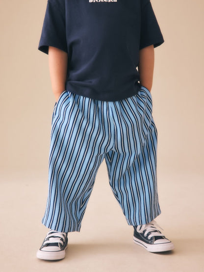 Blue Navy Stripe Textured Lightweight Joggers (3mths-7yrs) - Size 3-6 Months (62-68cm) - Blue Navy Stripe