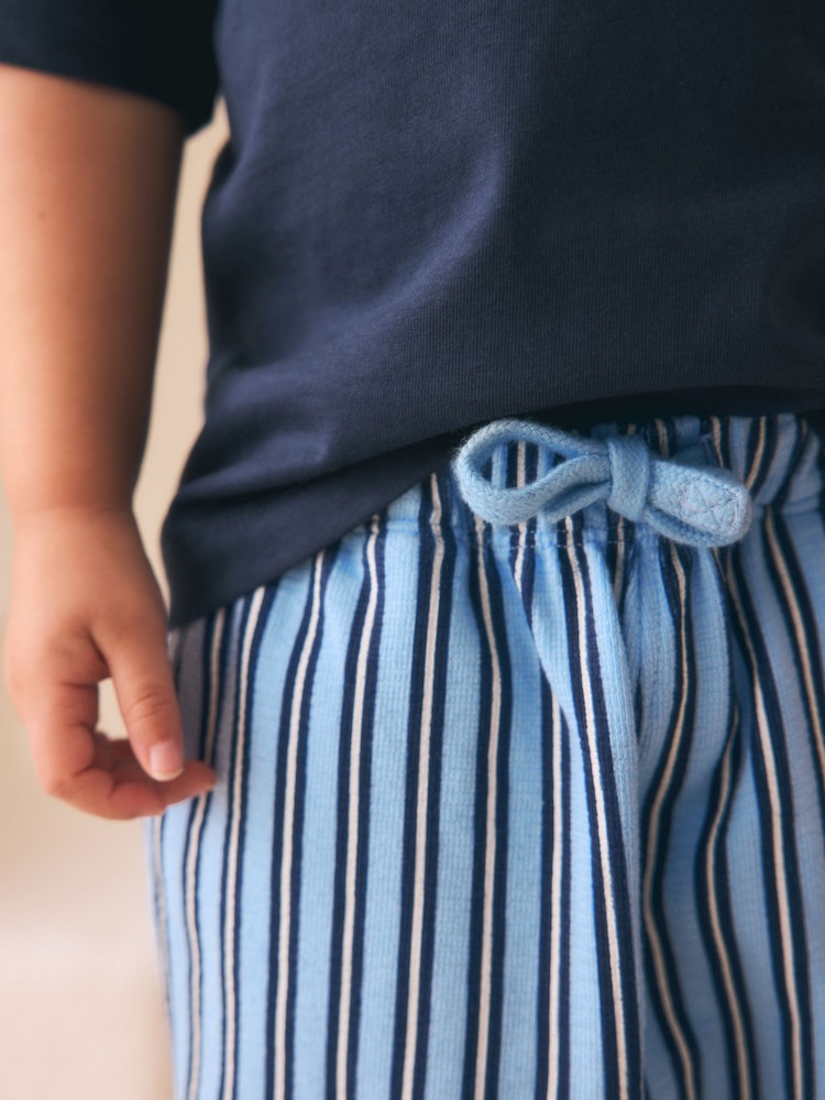 Blue Navy Stripe Textured Lightweight Joggers (3mths-7yrs) - Size 3-6 Months (62-68cm)