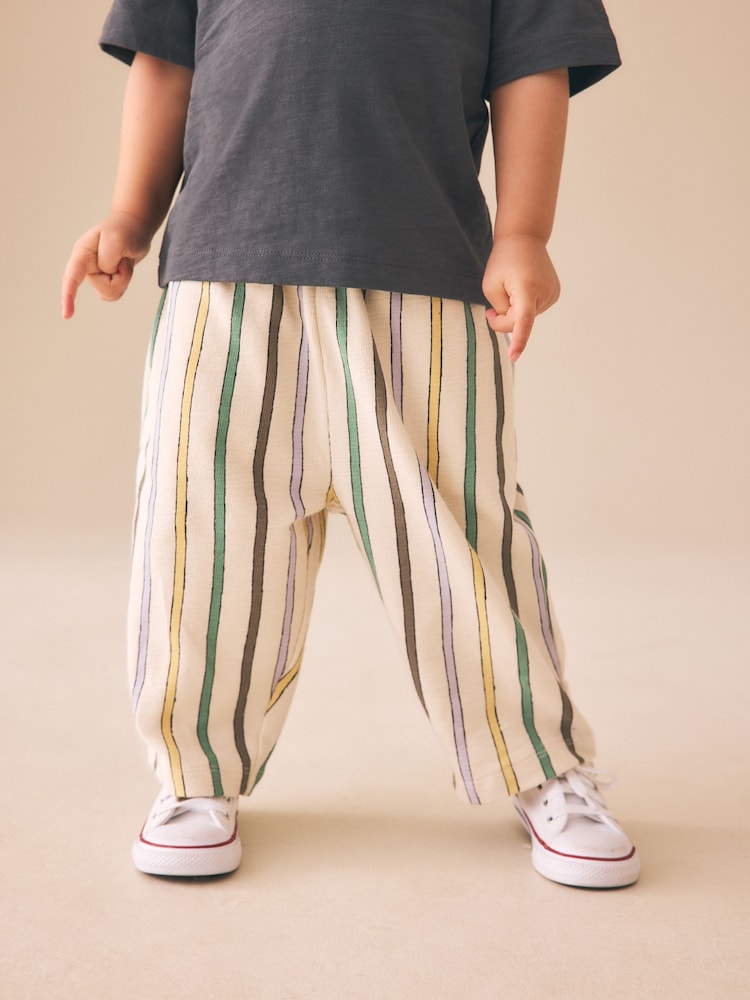 Multi Pastel Stripe Textured Lightweight Joggers (3mths-7yrs) - Size 3-6 Months (62-68cm) - Multi Pastel Stripe