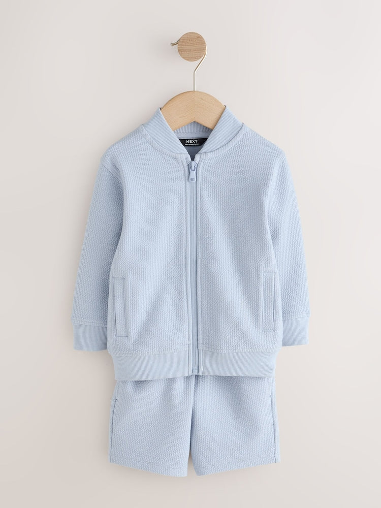 Blue Jersey Bomber and Shorts Set (3mths-7yrs) - Blue / 12-18 Months (80-86cm)