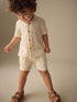Ecru Plain Short Sleeve Double Cloth Shirt & Shorts Set (3mths-10yrs) - Size 3-6 Months (62-68cm) - Ecru Plain