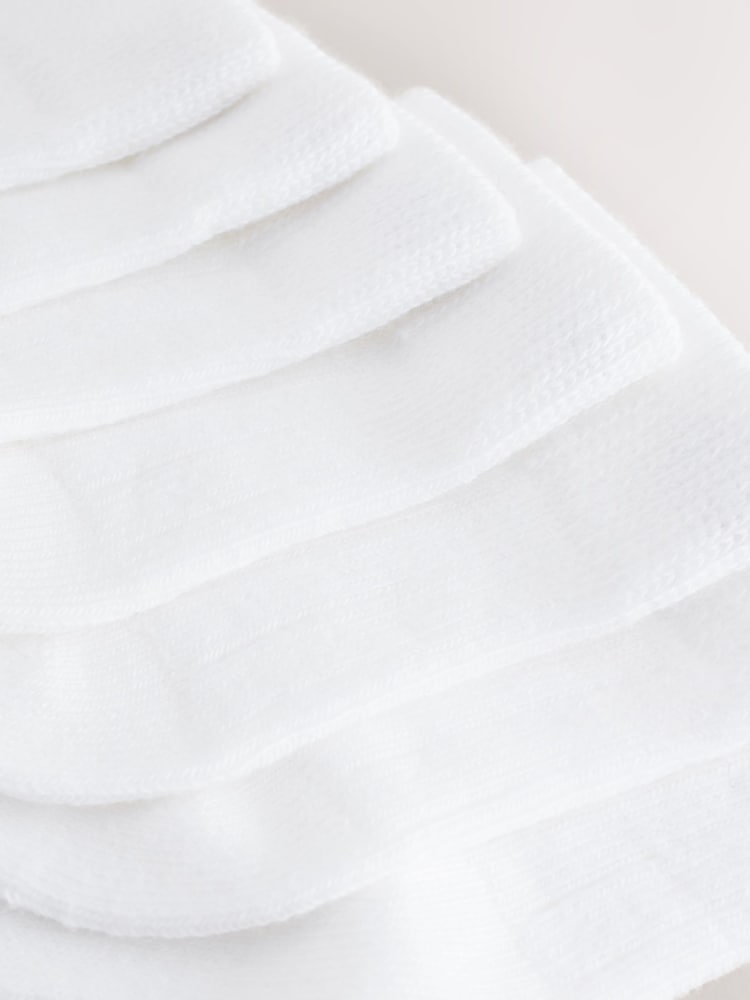 White 7 Pack Baby Socks (0mths-2yrs) - Size 50cm (First Size)