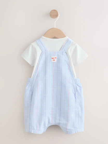 Blue Nautical Stripe Dungarees And Bodysuit Baby Set (0mths-2yrs)