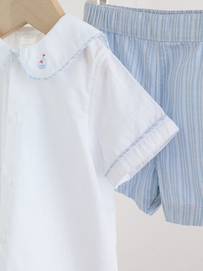 Blue Nautical Smart Shirt and Shorts Baby Set (0mths-2yrs)