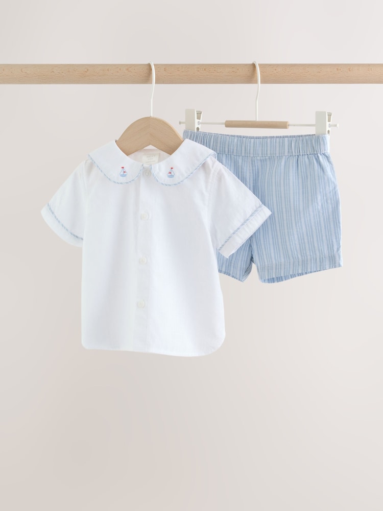 Blue Nautical Smart Shirt and Shorts Baby Set (0mths-2yrs)