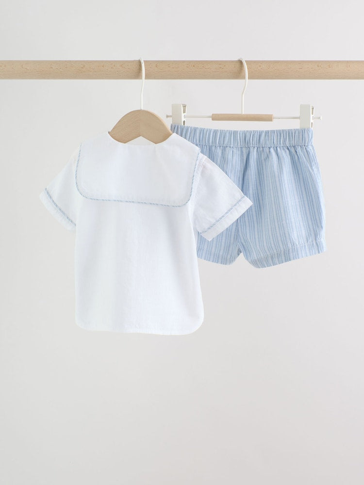 Blue Nautical Smart Shirt and Shorts Baby Set (0mths-2yrs)