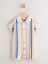 Blue/Neutral Stripe Knitted Baby Romper (0mths-3yrs) - 12-18 Months (80-86cm)