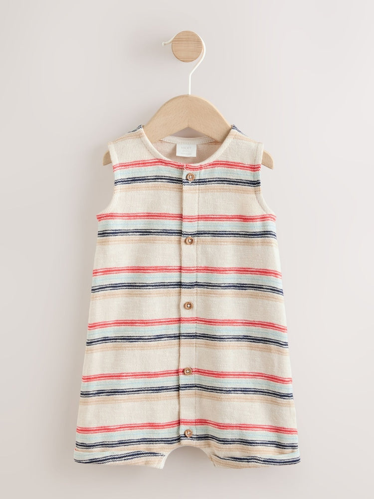 Red/Blue Stripe Jersey Baby Rompers (0mths-3yrs) - Red/Blue Stripe / 12-18 Months (80-86cm)