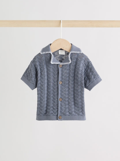 Blue Knitted Top and Shorts Baby Set (0mths-2yrs)