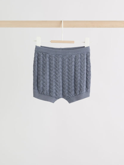 Blue Knitted Top and Shorts Baby Set (0mths-2yrs)