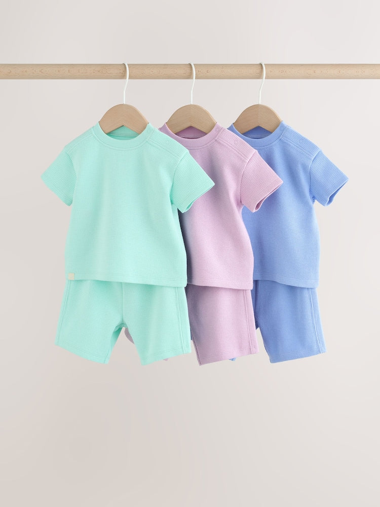 Blue/Lilac/Green Tops and Shorts 6 Piece Baby Set (0mths-2yrs) - Blue/Lilac/Green / 12-18 Months (80-86cm)