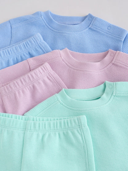 Blue/Lilac/Green Tops and Shorts 6 Piece Baby Set (0mths-2yrs)