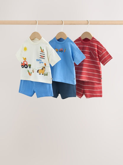 Blue/Red Homegrown Farm Tops and Shorts Baby Set 6 Piece (0mths-2yrs)