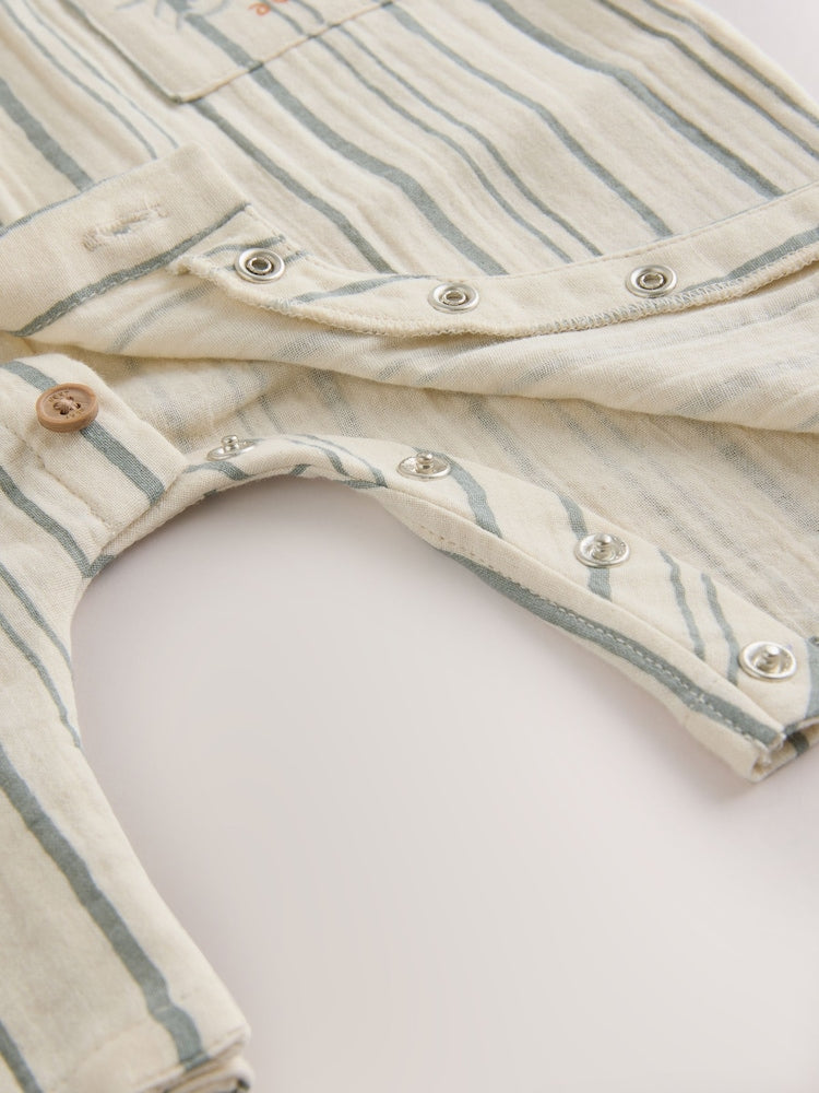 Mono Stripe Short Sleeve Baby Romper (0mths-3yrs) - Size Up to 1 Month (56cm)