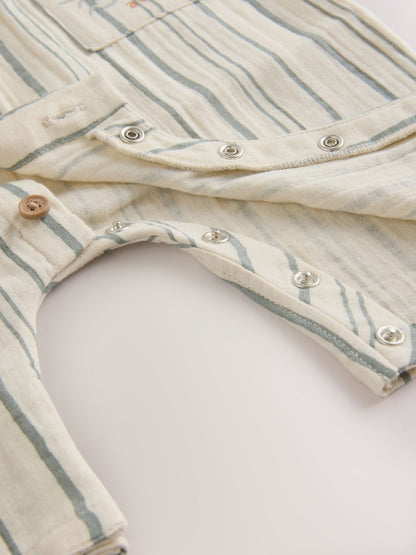 Mono Stripe Short Sleeve Baby Romper (0mths-3yrs) - Size Up to 1 Month (56cm)