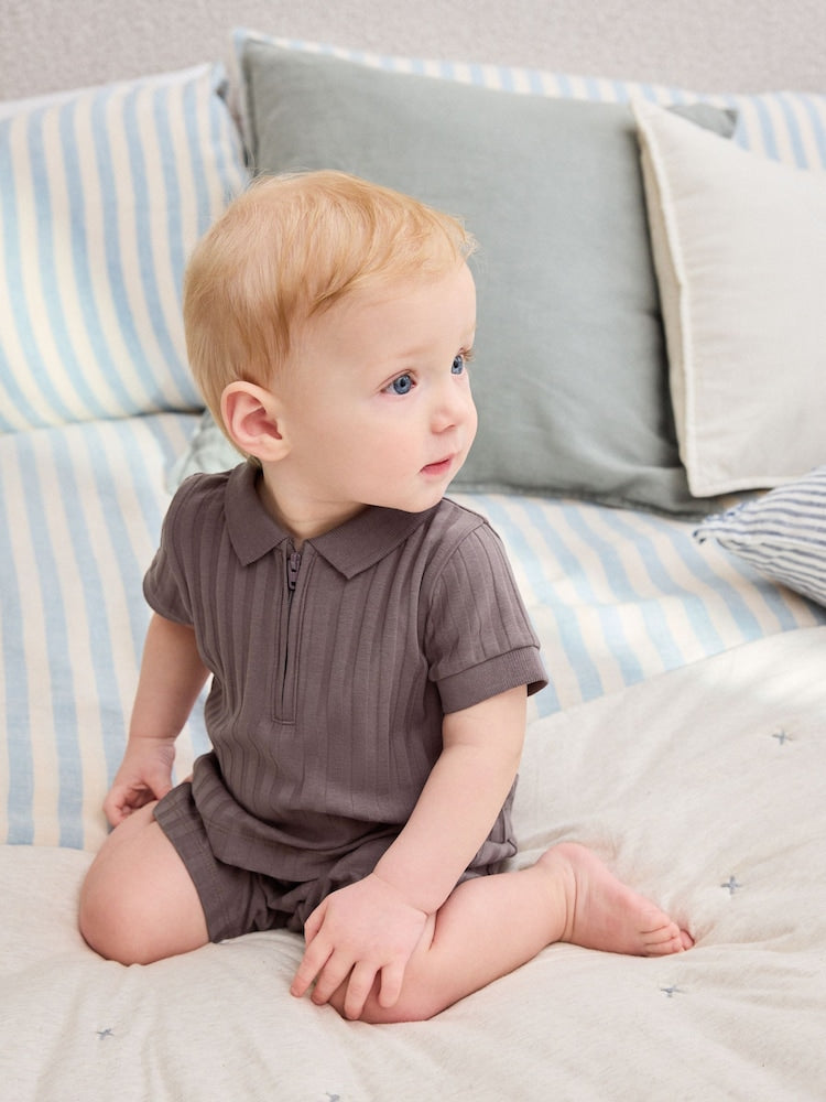 Brown Polo Top and Shorts Baby Set (0mths-2yrs) - Brown / 12-18 Months (80-86cm)