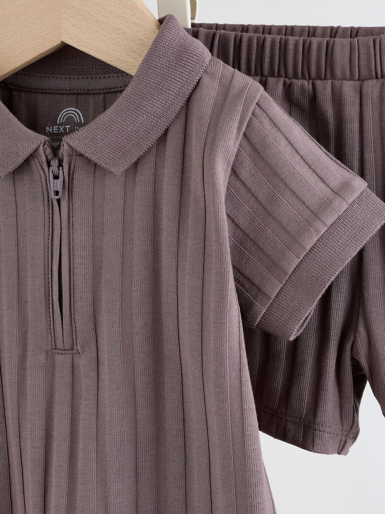 Brown Polo Top and Shorts Baby Set (0mths-2yrs)