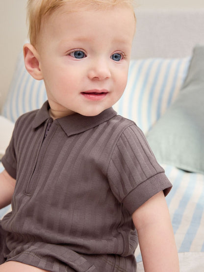 Brown Polo Top and Shorts Baby Set (0mths-2yrs)