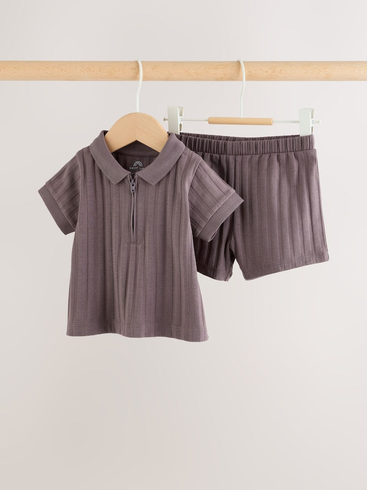 Brown Polo Top and Shorts Baby Set (0mths-2yrs)