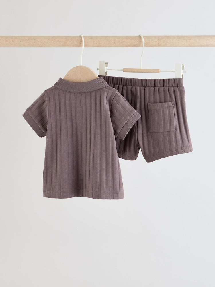 Brown Polo Top and Shorts Baby Set (0mths-2yrs)