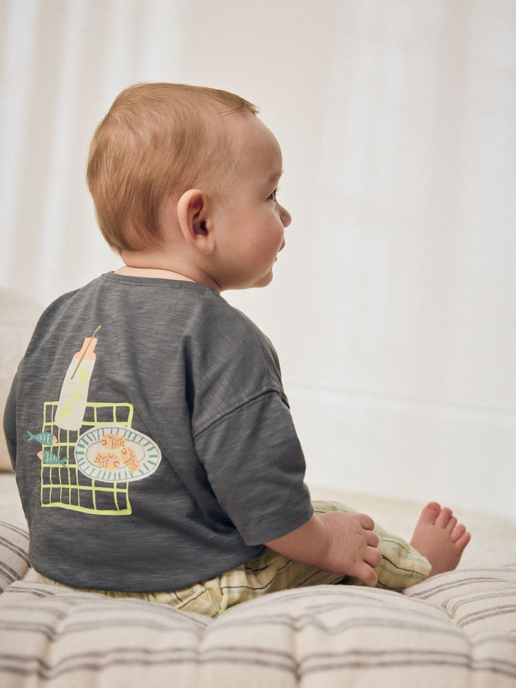 Grey Picnic Top & Trousers Baby Set (0mths-2yrs)