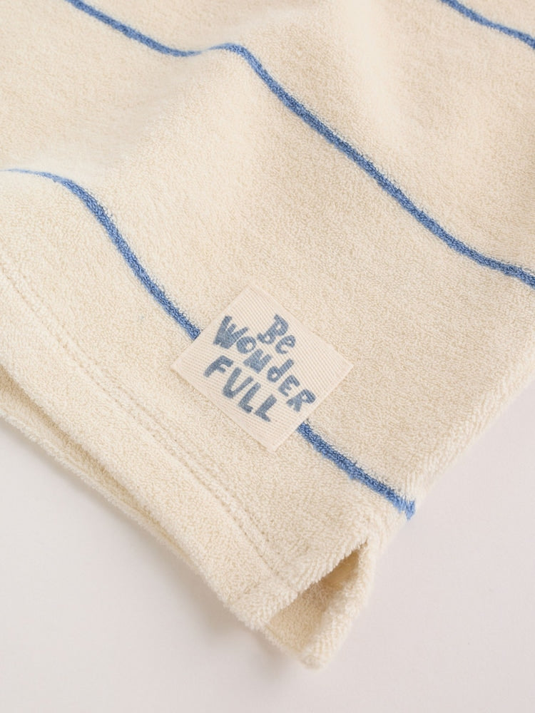 Neutral/Blue Stripe Top and Short Towelling Baby Set (0mths-2yrs)