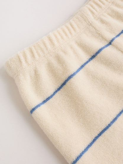 Neutral/Blue Stripe Top and Short Towelling Baby Set (0mths-2yrs)