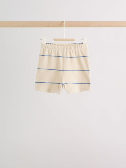 Neutral/Blue Stripe Top and Short Towelling Baby Set (0mths-2yrs)