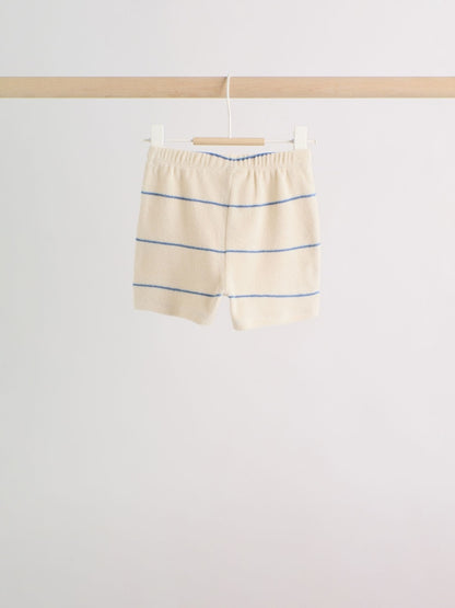 Neutral/Blue Stripe Top and Short Towelling Baby Set (0mths-2yrs)
