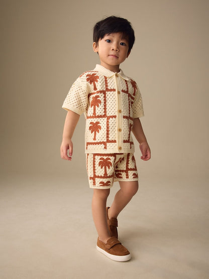 Rust Brown Crochet Palm Tree Set (12mths-7yrs) - Rust Brown / 12-18 Months (80-86cm)