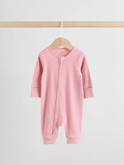 Pink 5 Pack Two Way Zip Baby Footless Sleepsuits (0mths-3yrs)
