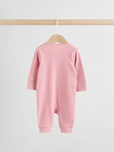 Pink 5 Pack Two Way Zip Baby Footless Sleepsuits (0mths-3yrs)