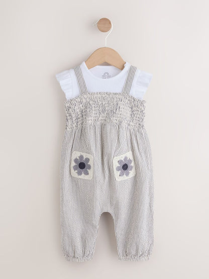 Black/White Stripe Baby Dungarees and Bodysuit Set 2 Piece (0mths-2yrs) - 12-18 Months (80-86cm)